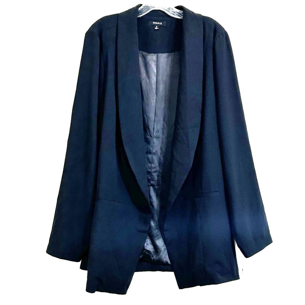 Torrid Black Long Sleeve Open Blazer Size 3X Office Formal Casual Lined Jacket